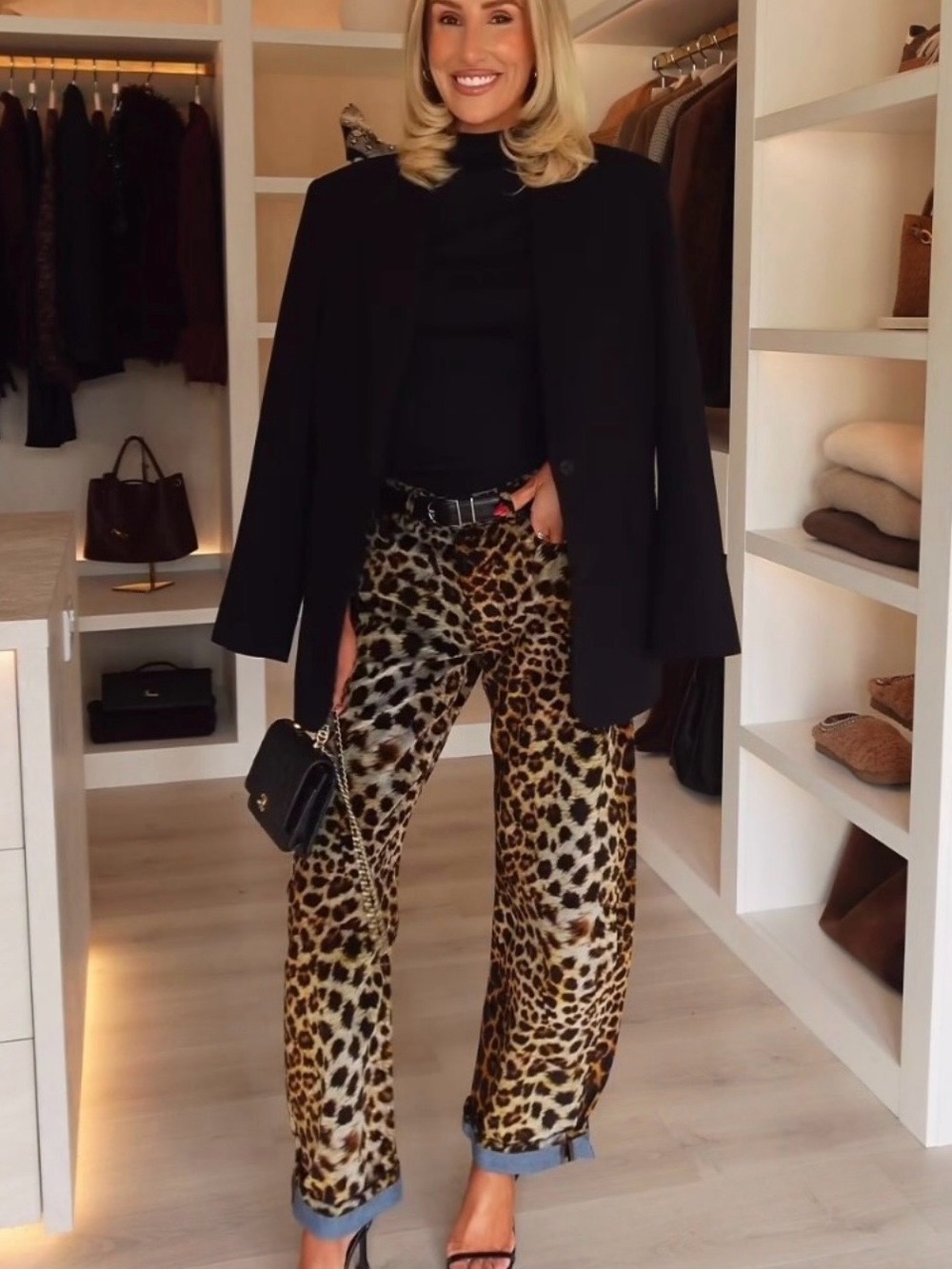 ZARA WOMAN MID-WAIST FLOCKED ANIMAL PRINT TROUSERS LEOPARD - Picture 6 of 6